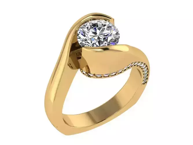 Ring128 gold engagement ring with brilliant cut diamond