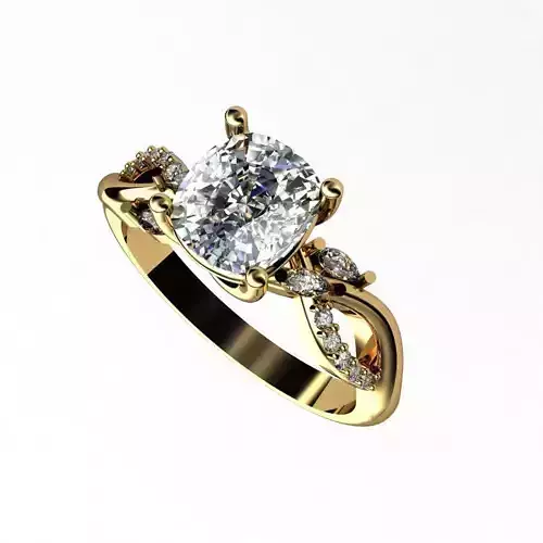 unique ring cusion stone 3D print model