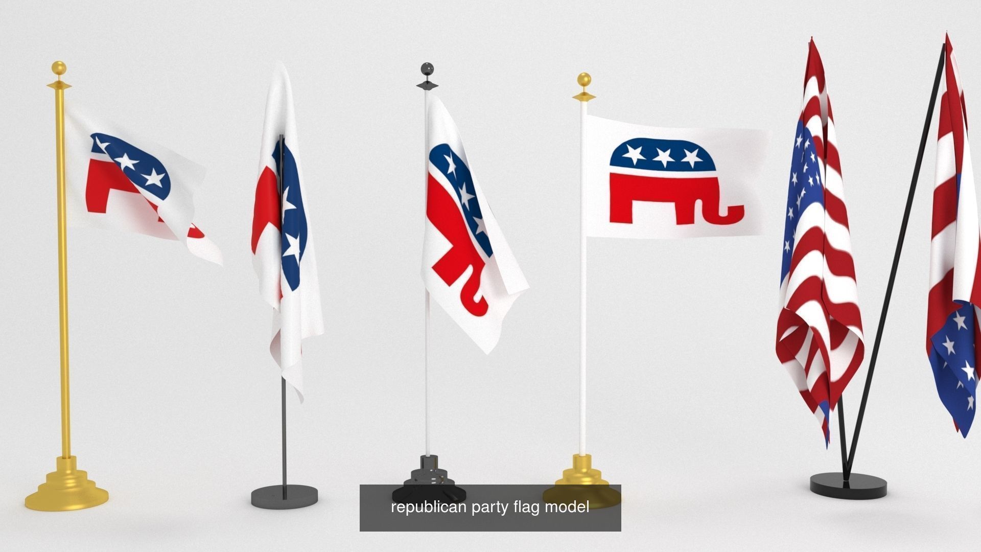 AMERICAN POLITICAL PARTY FLAGS 3D Model Collection_2