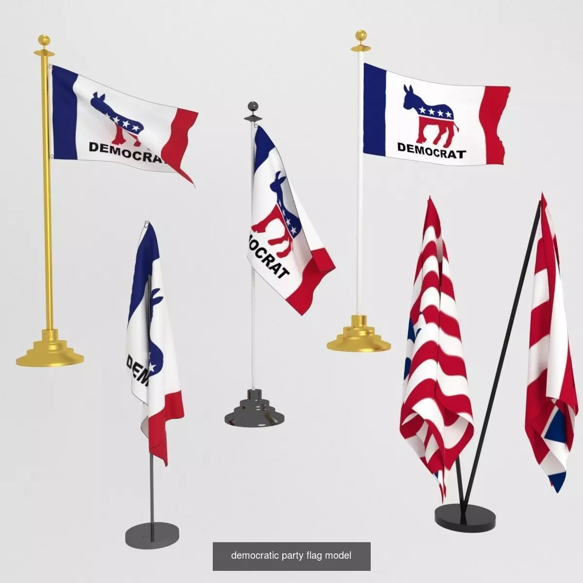 AMERICAN POLITICAL PARTY FLAGS 3D Model Collection_0