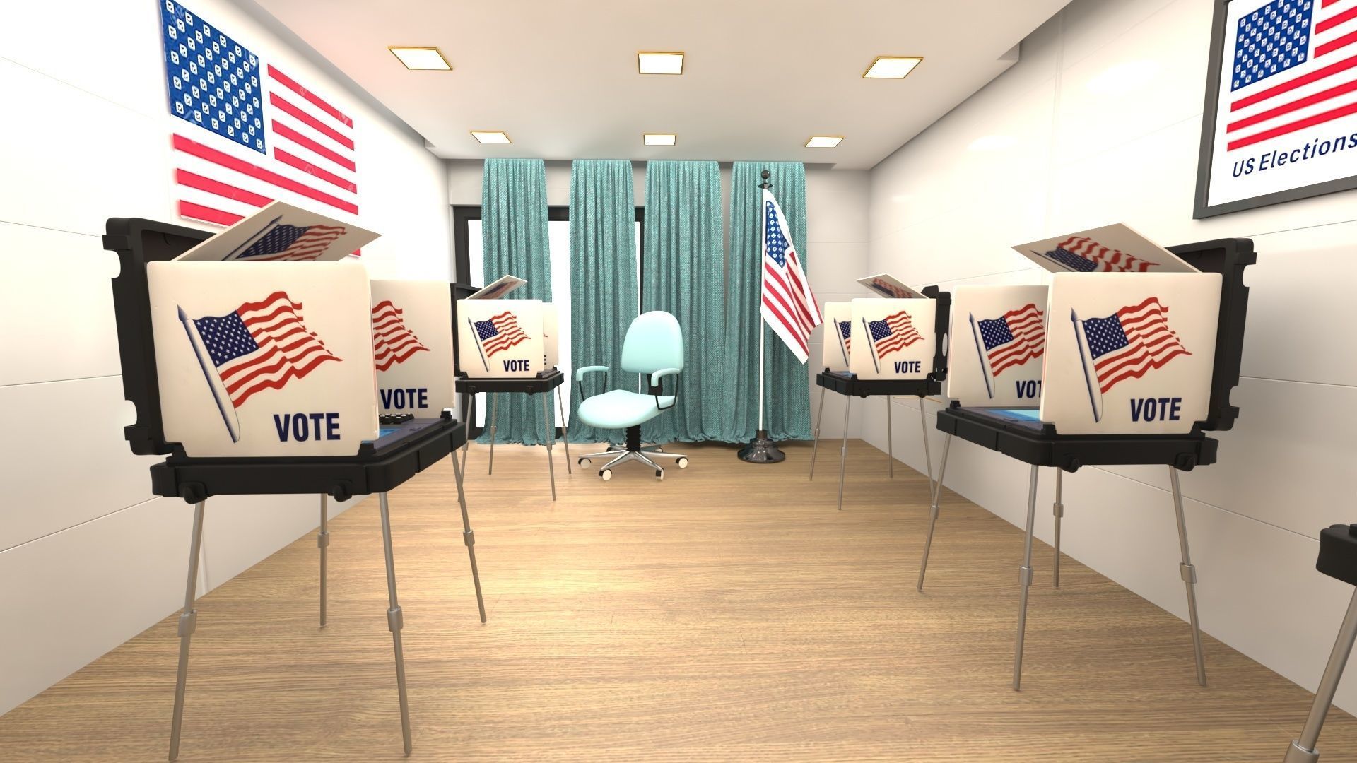  polling station USA 3D Model Collection_5