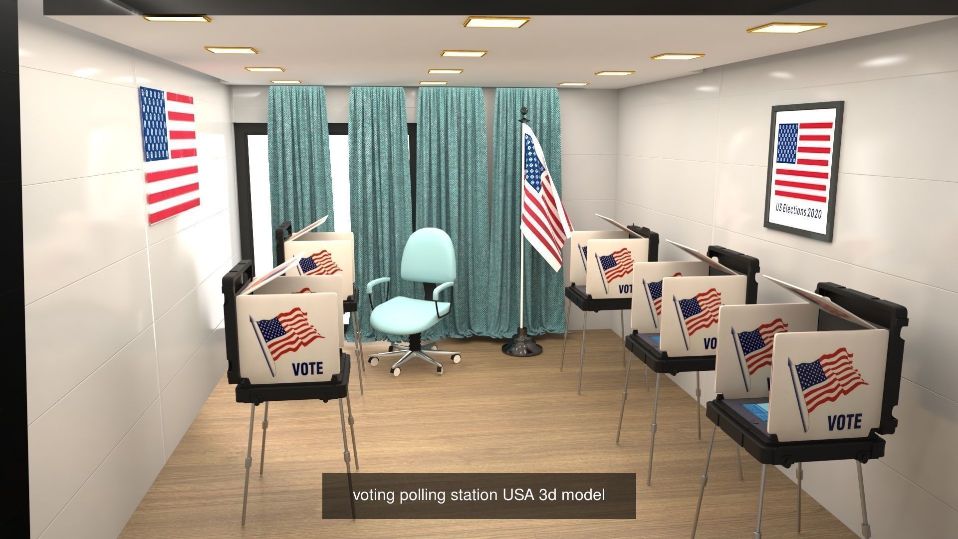  polling station USA 3D Model Collection_1