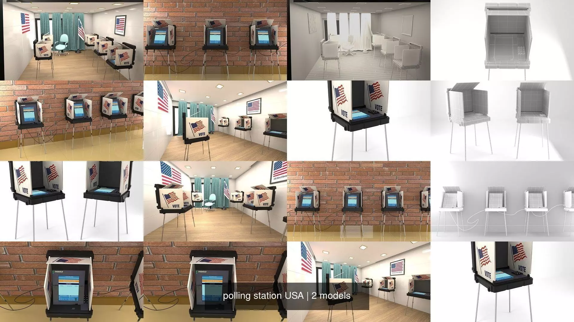  polling station USA 3D Model Collection_0