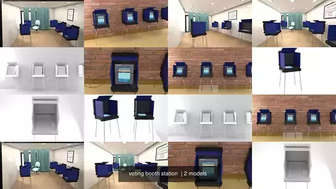 voting booth station  3D Model Collection