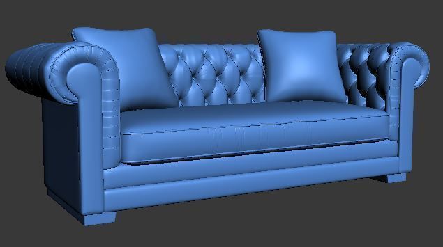 Sofa 3 seater Low-poly 3D model_7