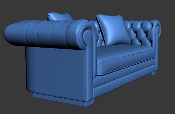 Sofa 3 seater Low-poly 3D model_8