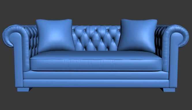 Sofa 3 seater Low-poly 3D model_6