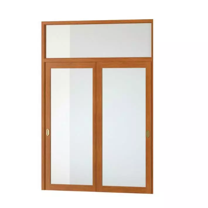 Wooden And Glass Door 3D model_0