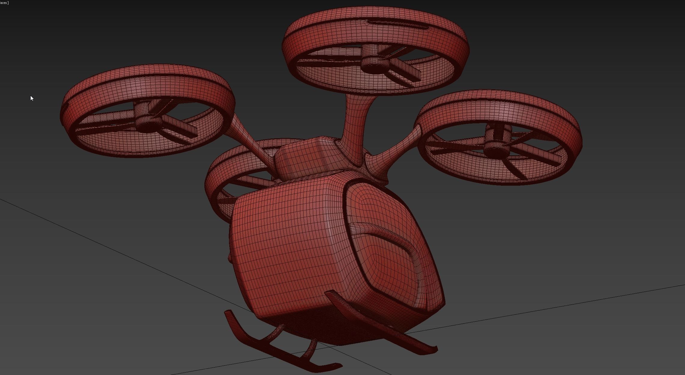 Passenger quadcopter concept 3D model_6