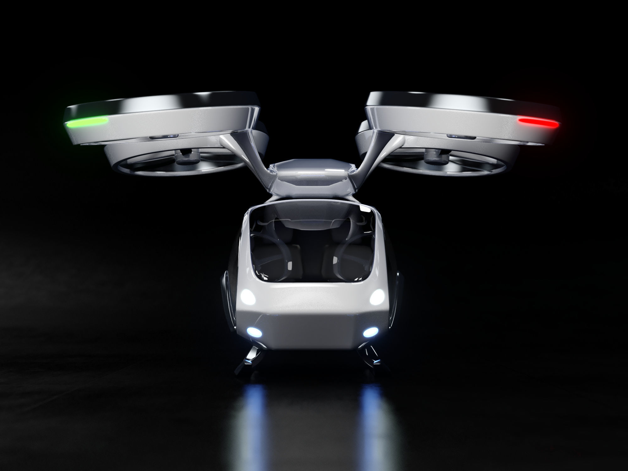 Passenger quadcopter concept 3D model_4