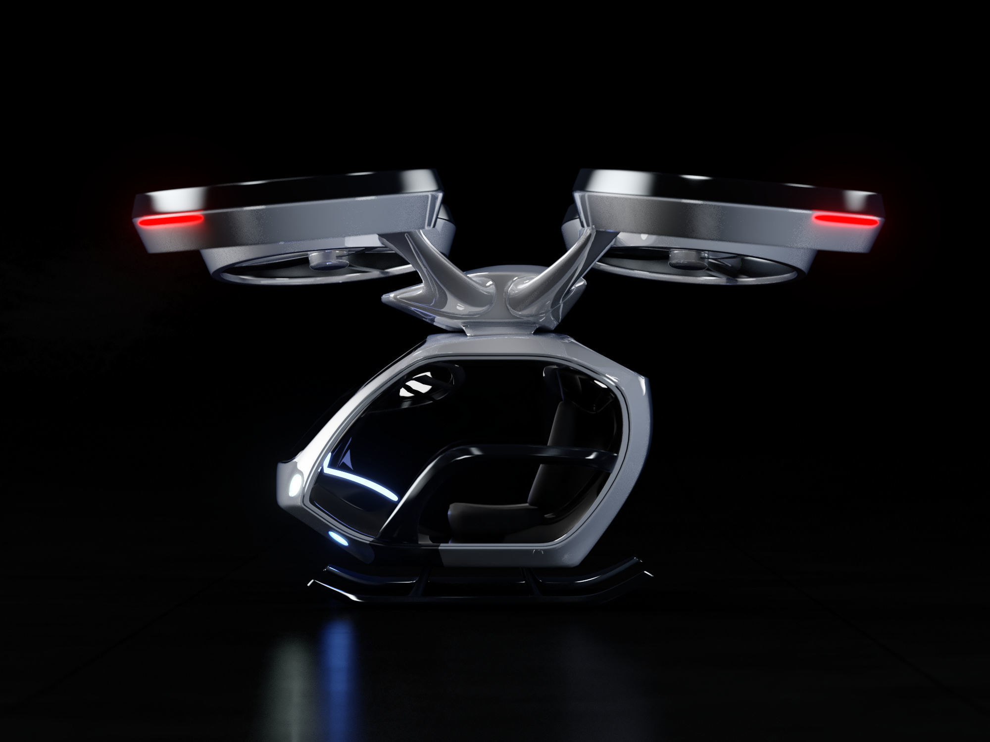 Passenger quadcopter concept 3D model_2