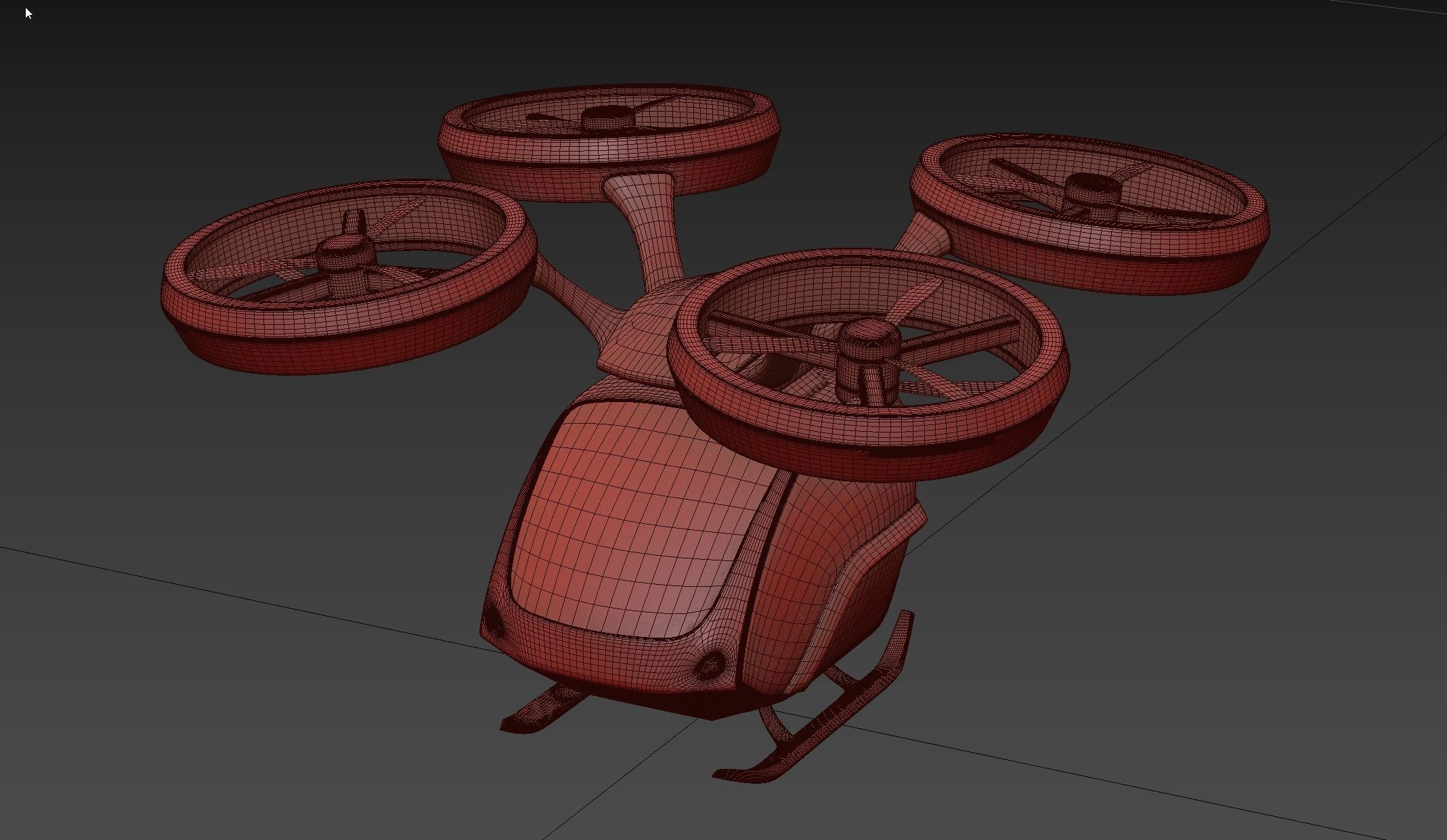 Passenger quadcopter concept 3D model_5