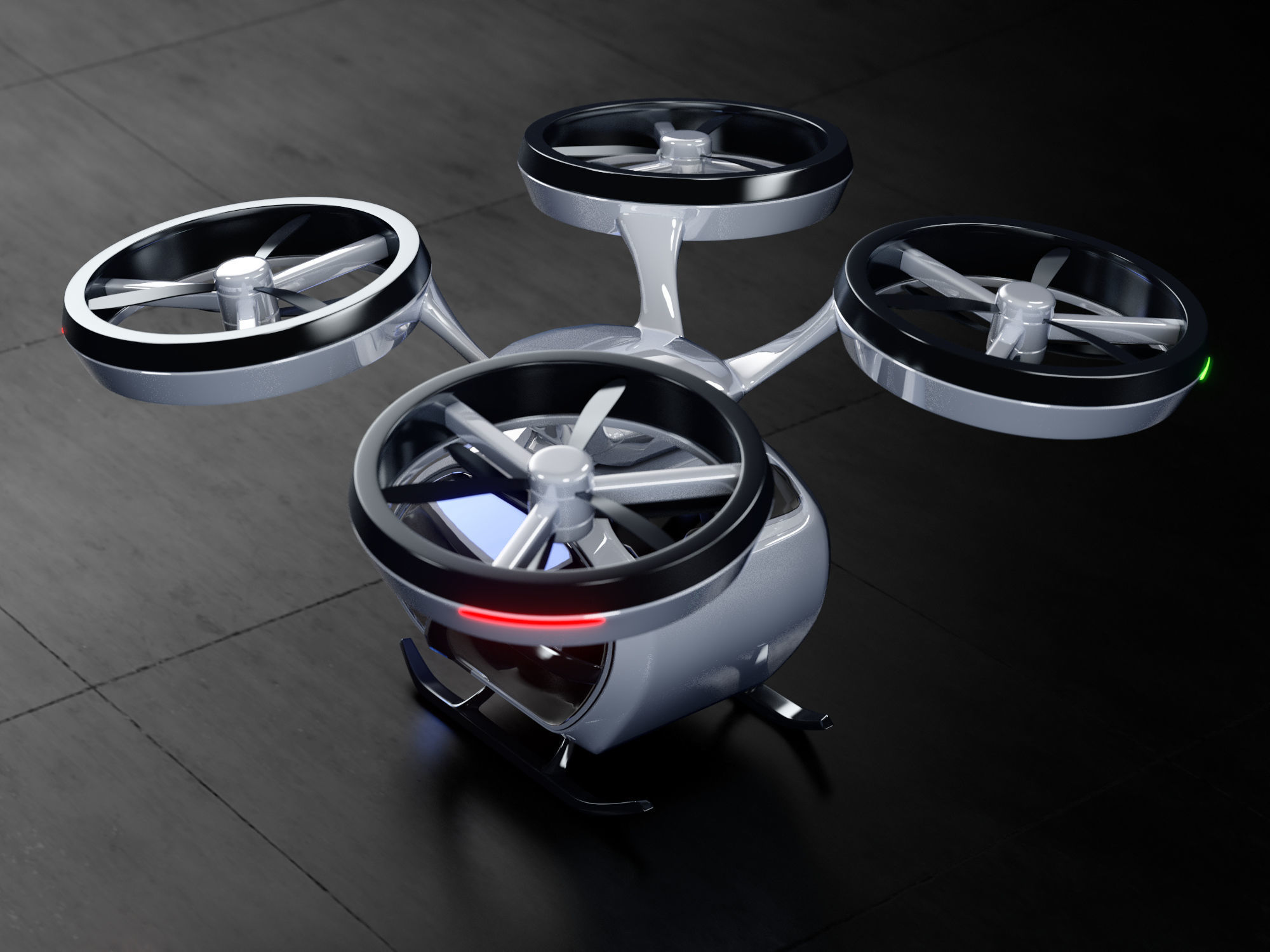 Passenger quadcopter concept 3D model_1