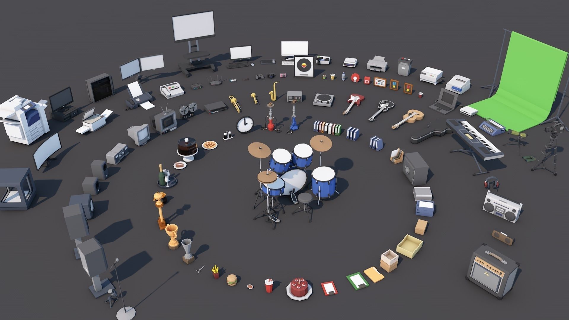 1000 Low Poly Interior Furniture Mega Pack Collection Low-poly 3D model_8