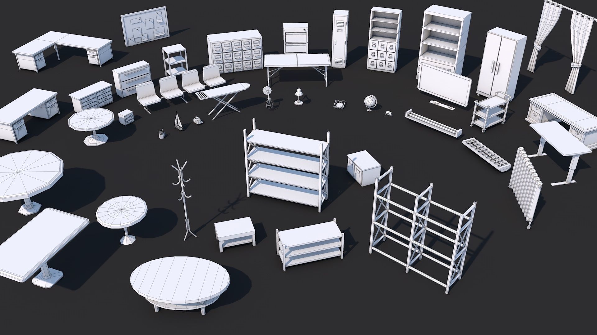 1000 Low Poly Interior Furniture Mega Pack Collection Low-poly 3D model_13