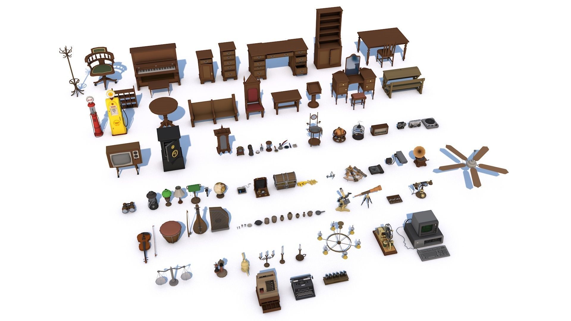 1000 Low Poly Interior Furniture Mega Pack Collection Low-poly 3D model_14