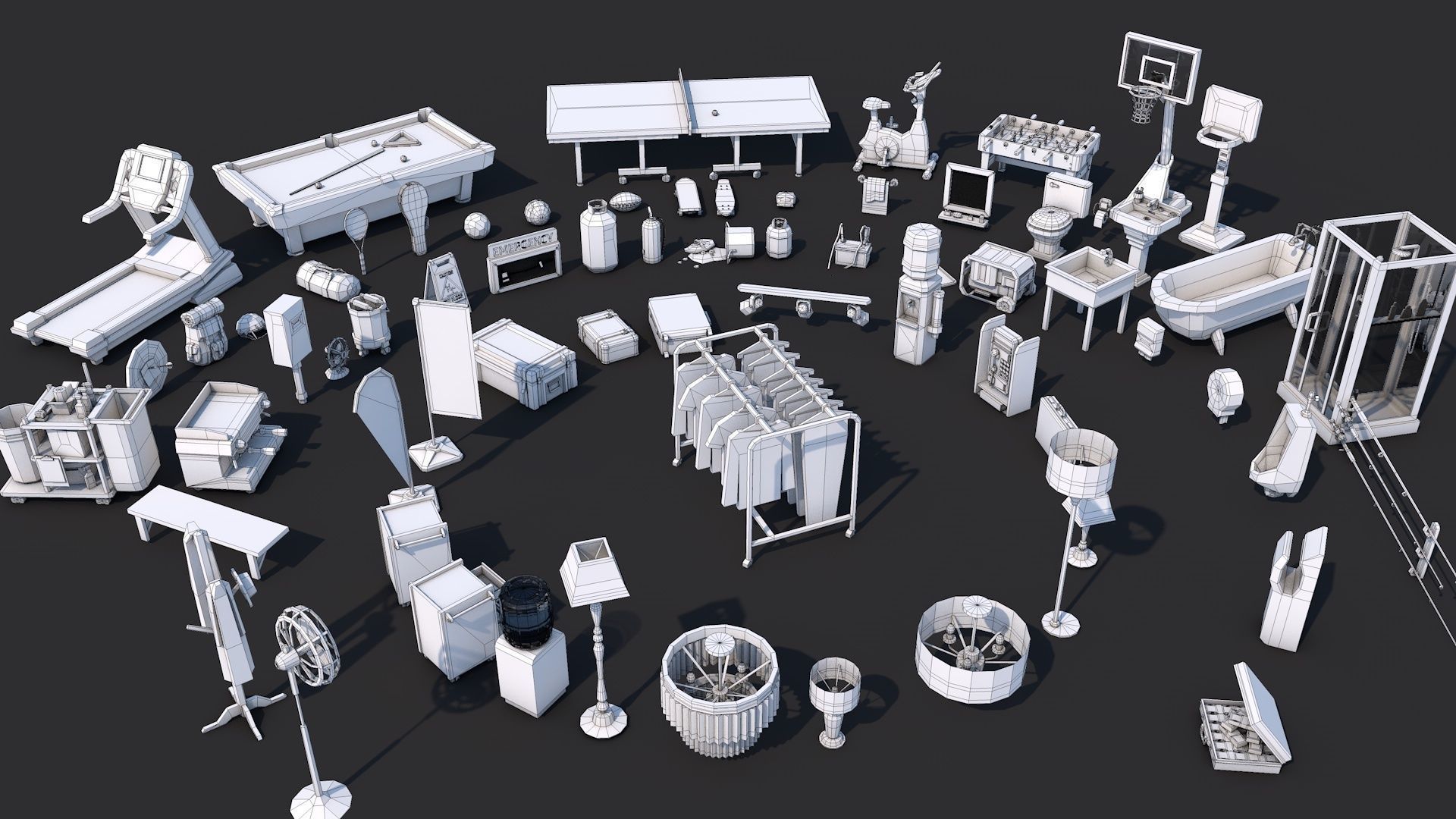 1000 Low Poly Interior Furniture Mega Pack Collection Low-poly 3D model_11