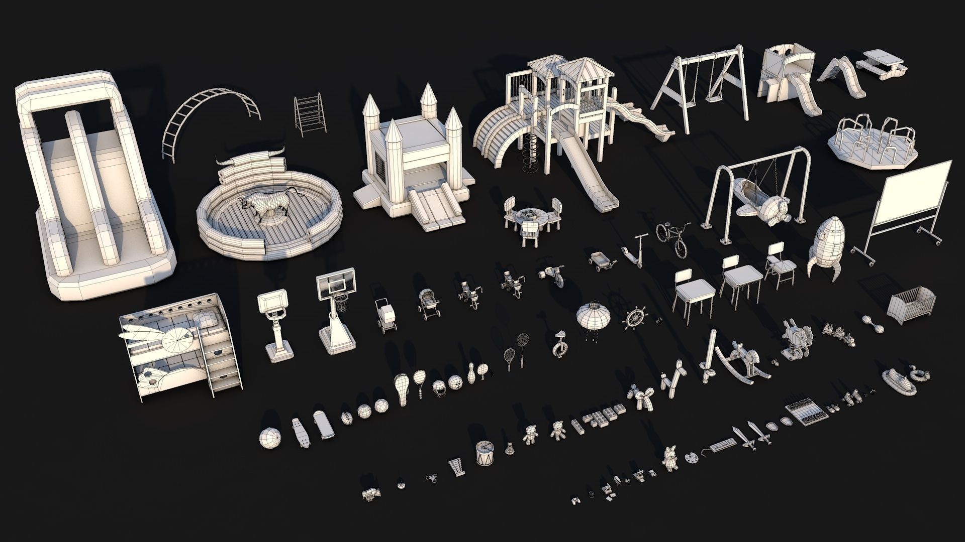 1000 Low Poly Interior Furniture Mega Pack Collection Low-poly 3D model_19