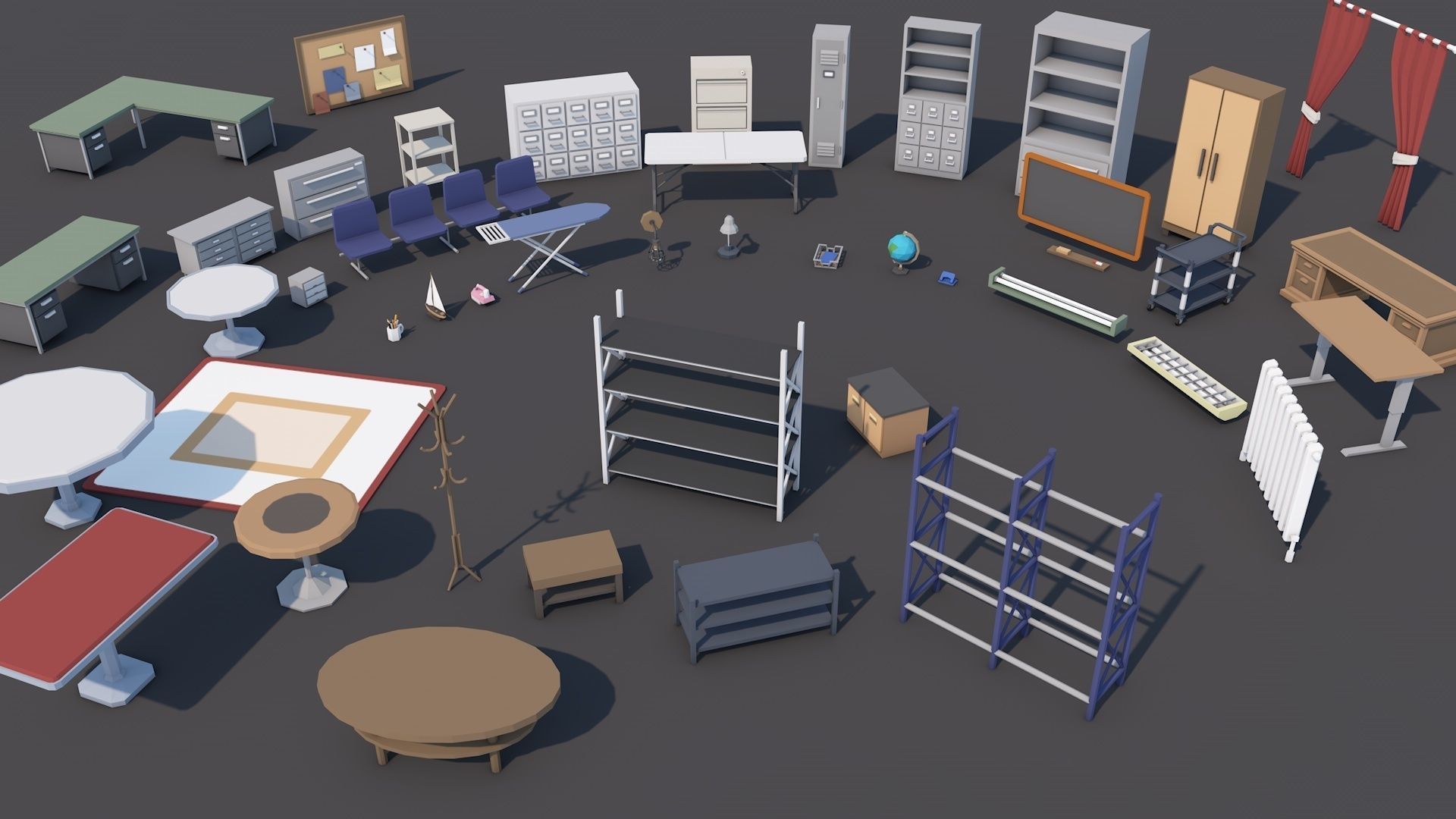 1000 Low Poly Interior Furniture Mega Pack Collection Low-poly 3D model_12