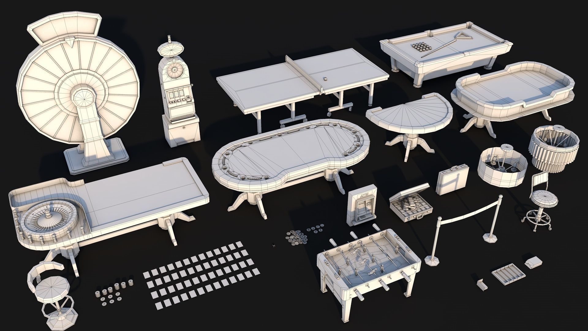 1000 Low Poly Interior Furniture Mega Pack Collection Low-poly 3D model_17