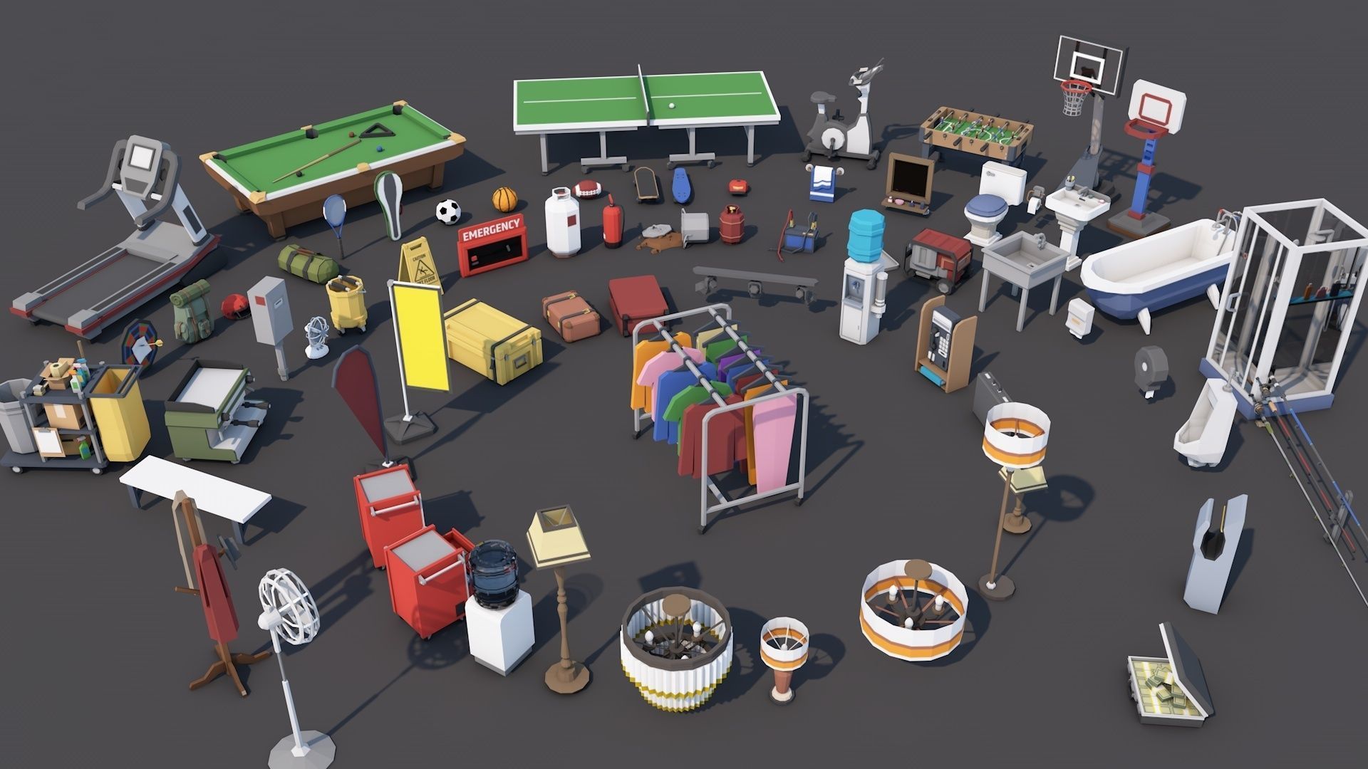 1000 Low Poly Interior Furniture Mega Pack Collection Low-poly 3D model_10