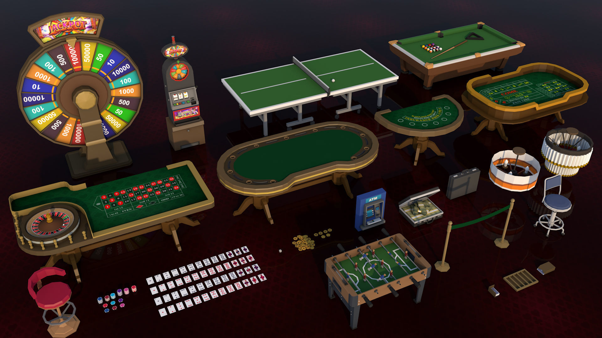 1000 Low Poly Interior Furniture Mega Pack Collection Low-poly 3D model_16