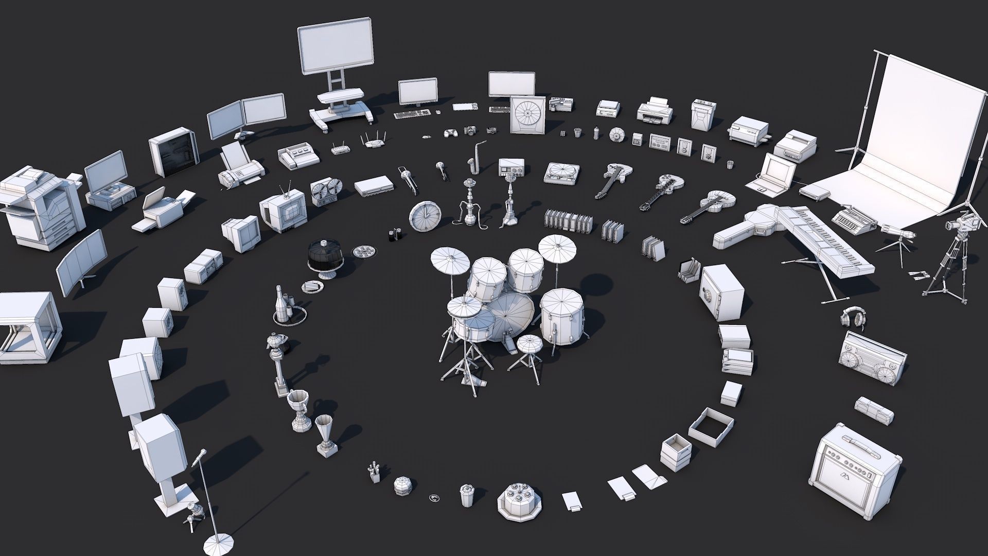 1000 Low Poly Interior Furniture Mega Pack Collection Low-poly 3D model_9