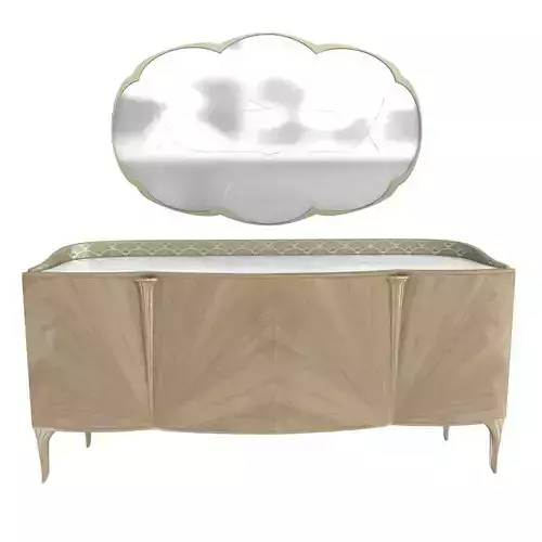 Caracole Modern Gray Wood Lillian Sideboard and mirror 3D model