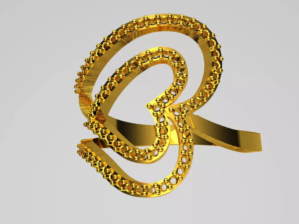 D024-TEL heart shaped gold ring 3D print model_0