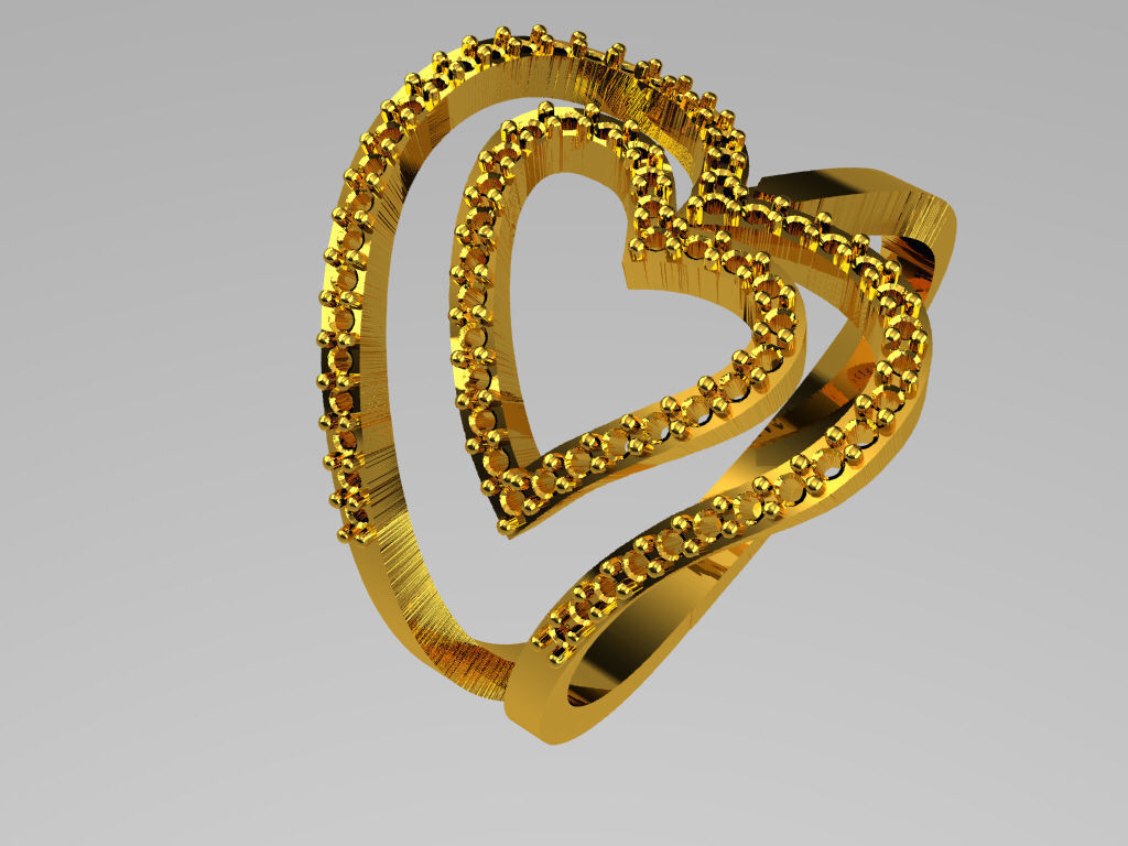 D024-TEL heart shaped gold ring 3D print model_2