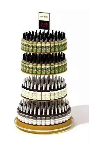 Tiered Circular Wine Display Table 3D model