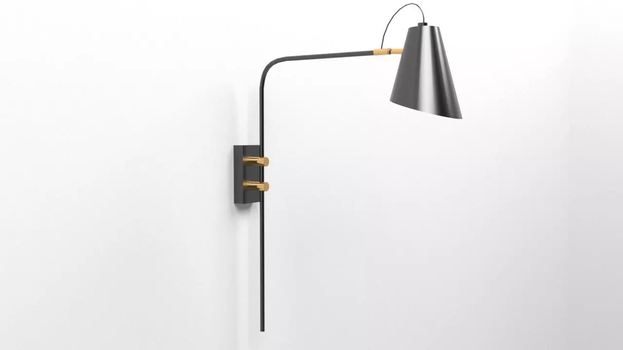 Applique wall lamp gold 3D model_0