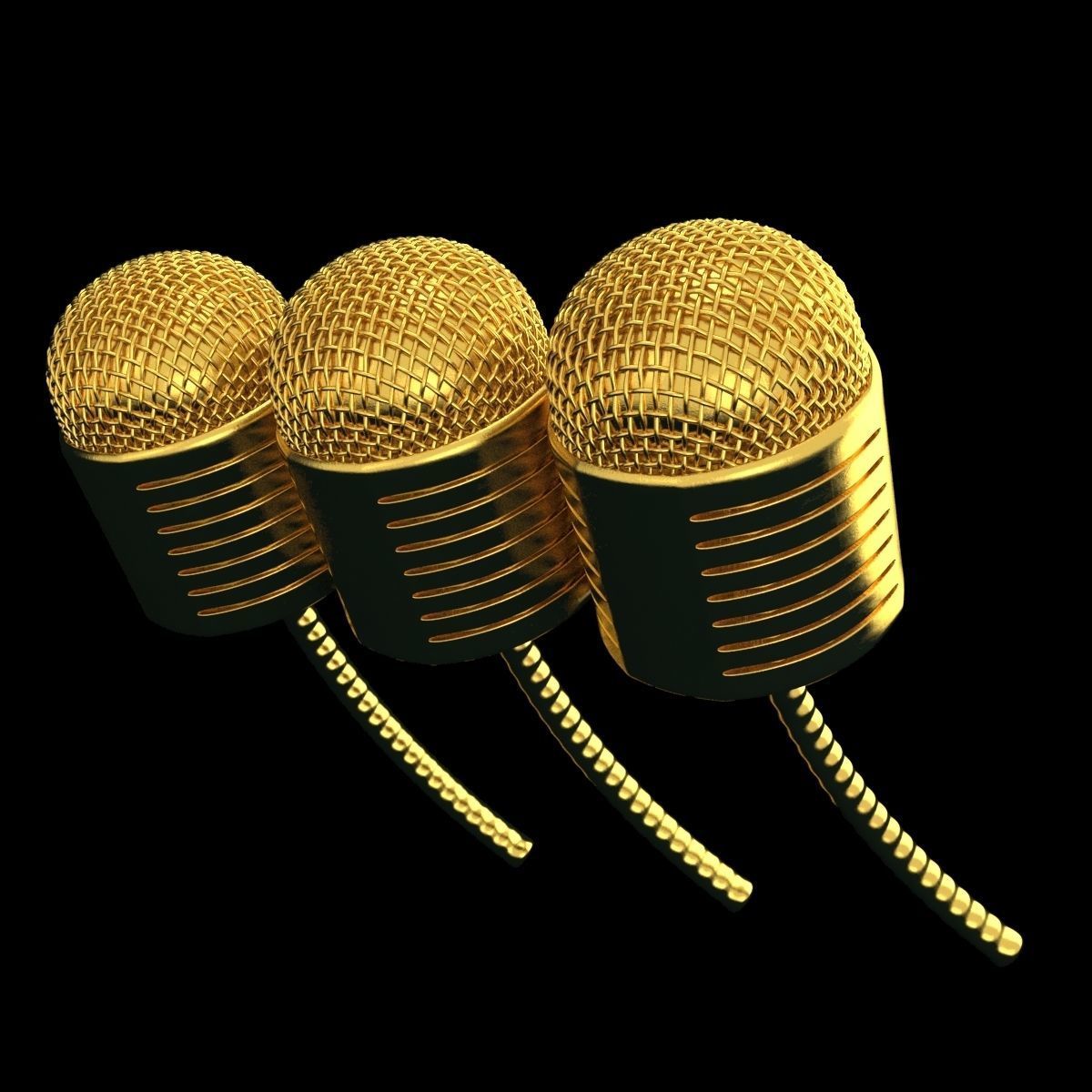 microphone gold 3D model_4