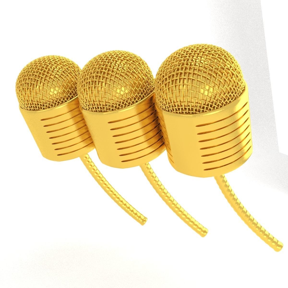 microphone gold 3D model_2