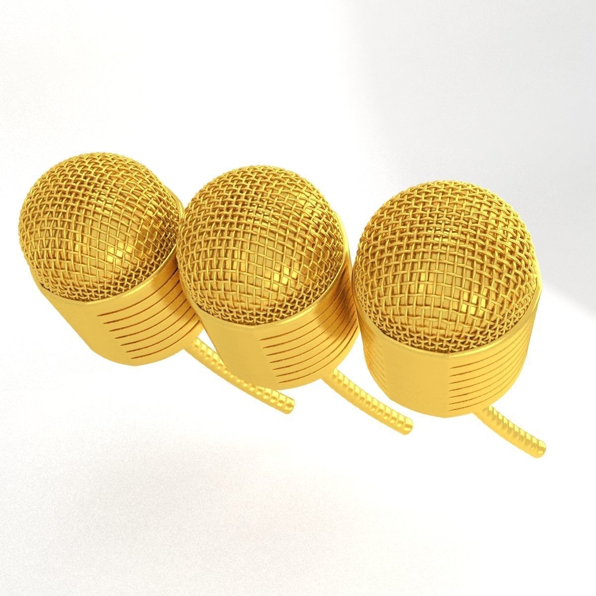 microphone gold 3D model_5