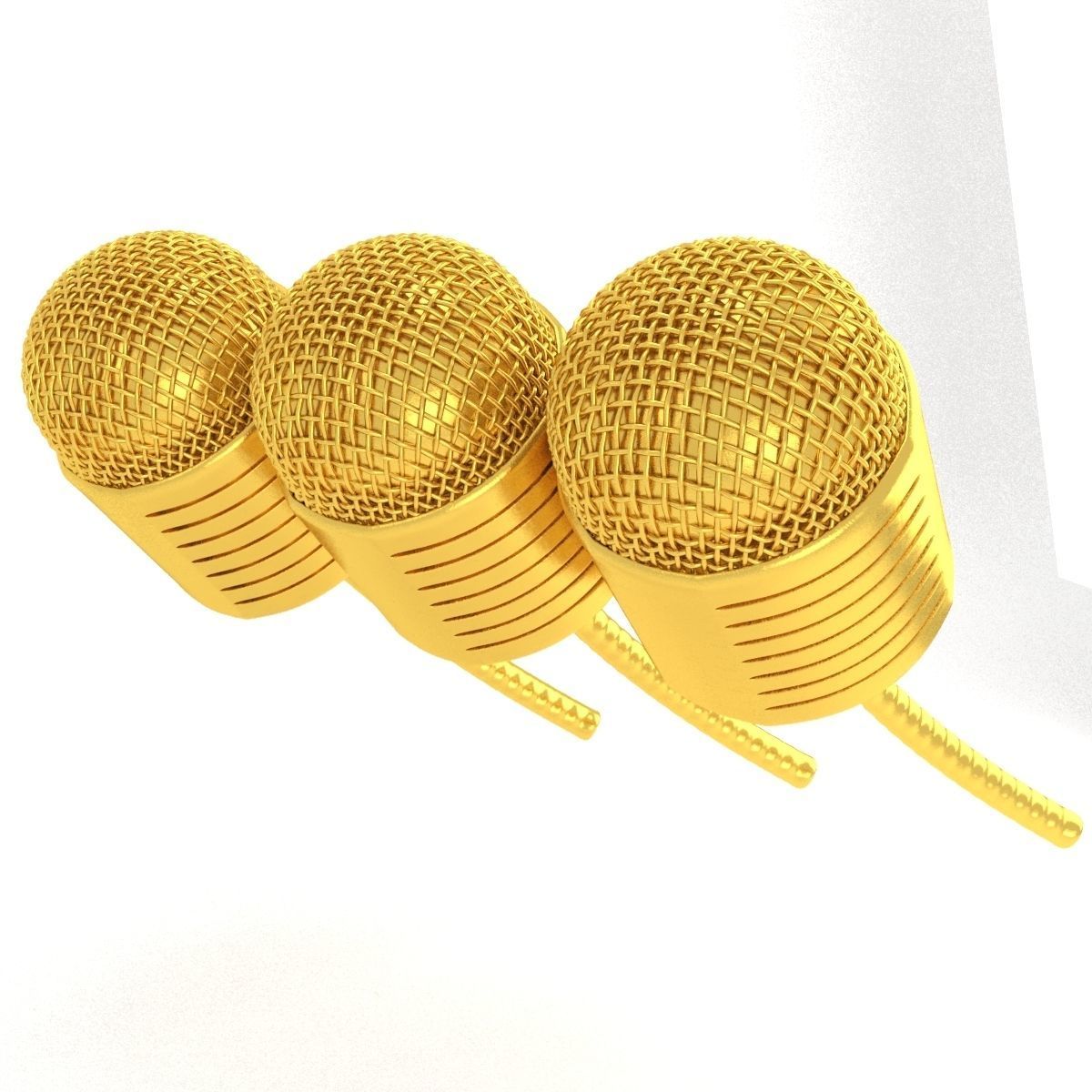 microphone gold 3D model_1