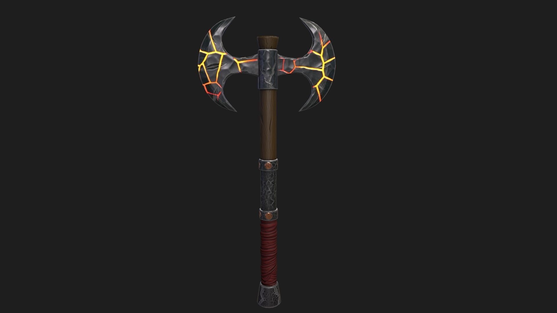 Stylized Warrior Axe PBR Modeling Free low-poly 3D model_4