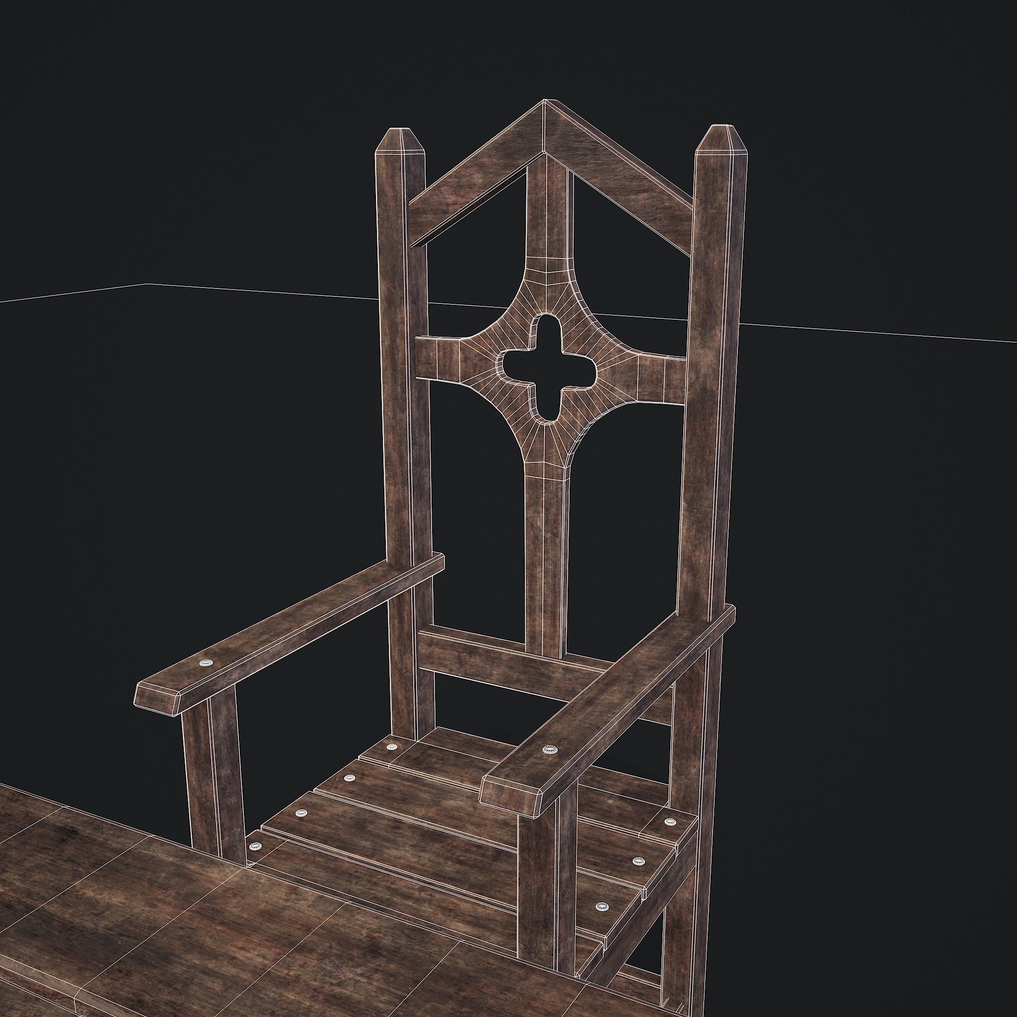 Medieval Table And Chair Low-poly 3D model_21