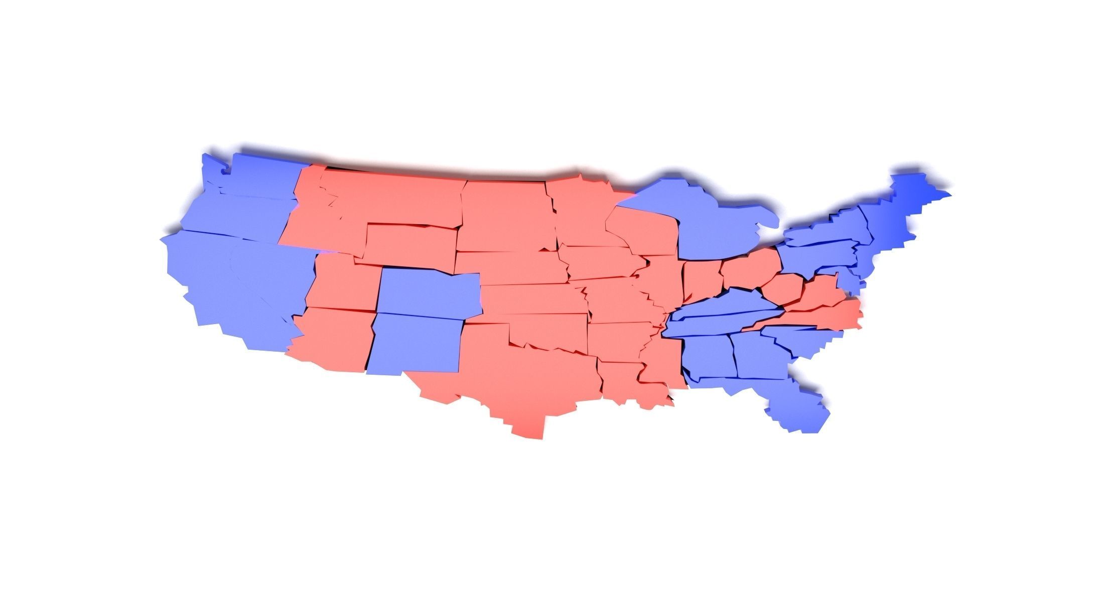 America political map 3D model_1