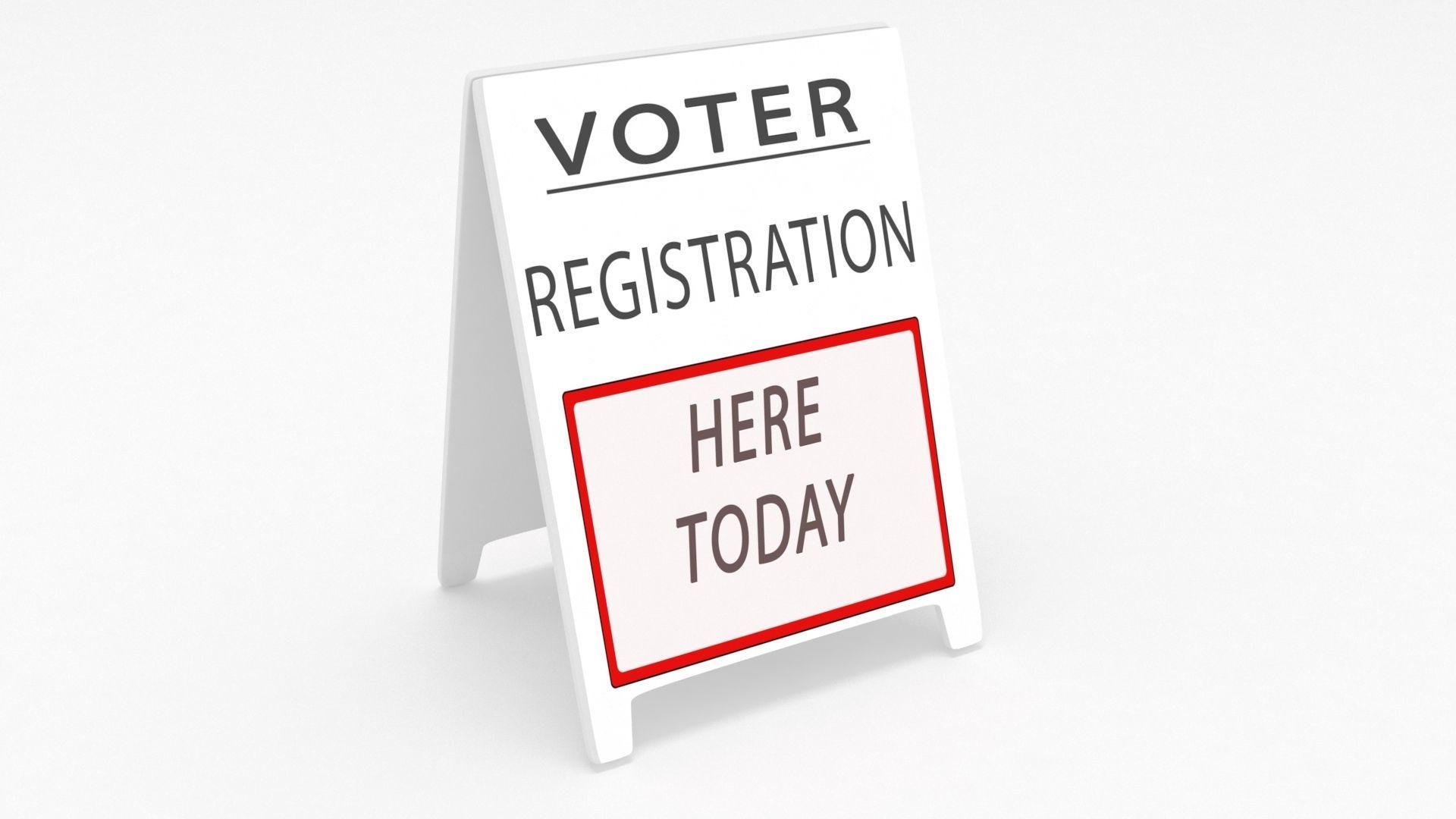 voter registartion sign board 3D 3D model_1