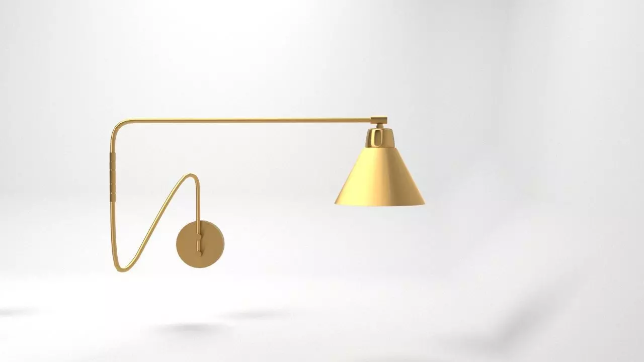 Applique gold wall lamp 3D model_0