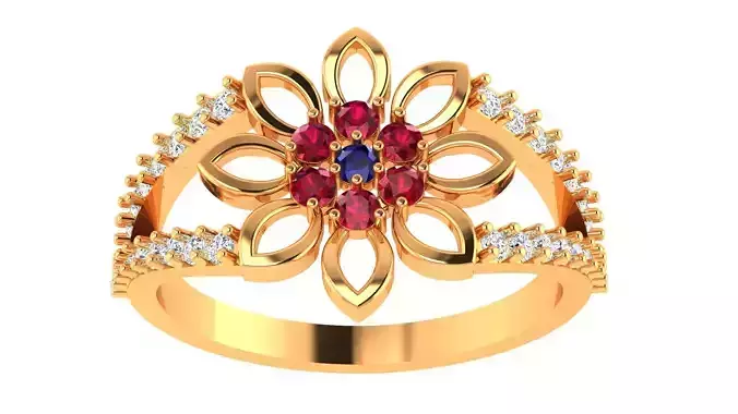 DIAMOND CLUSTER AND FLOWER RING