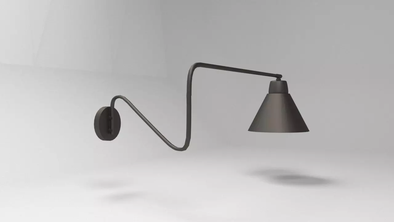 Applique wall lamp with shade 3D model_0