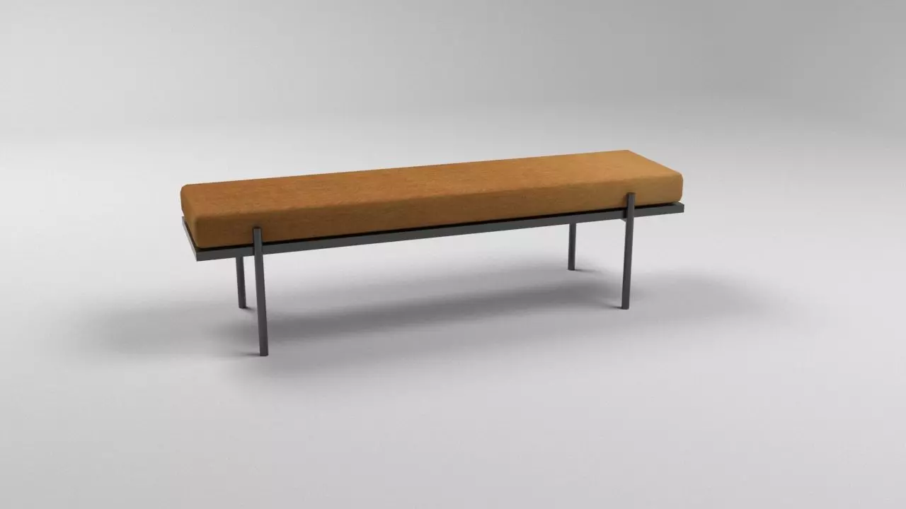 Assise bench with seat and metal legs 3D model_0