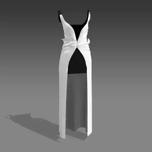 DRESS  BLACK AND WHITE COLOR BLOCK DRESS ASYMETRIC
