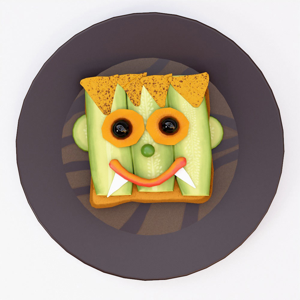 Sandwich Halloween food low poly 3d model  Low-poly 3D model_2