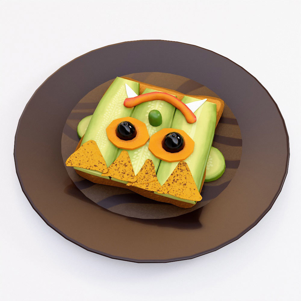 Sandwich Halloween food low poly 3d model  Low-poly 3D model_4