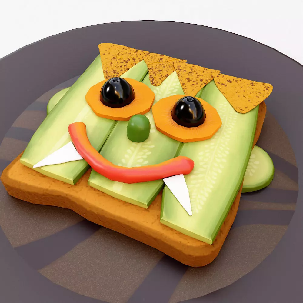 Sandwich Halloween food low poly 3d model  Low-poly 3D model_0