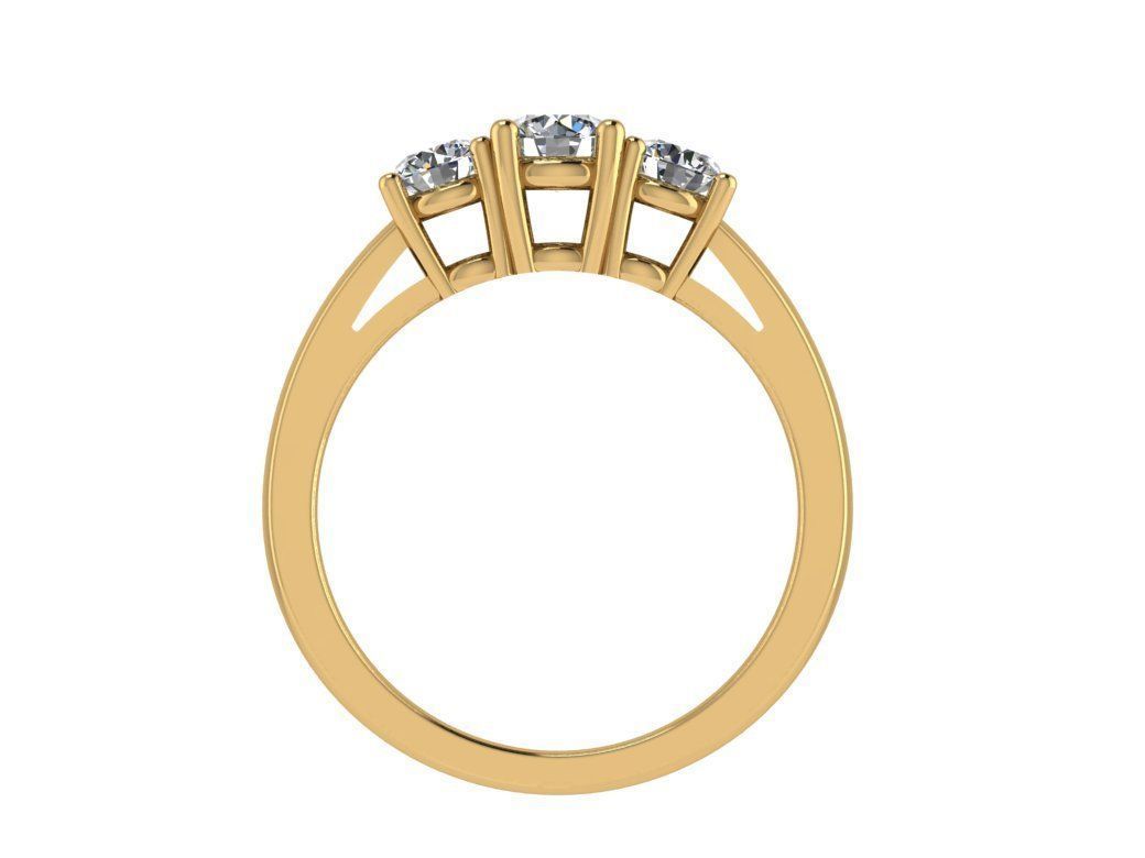 ring131 three stone diamond engagement ring gold 3D print model_2