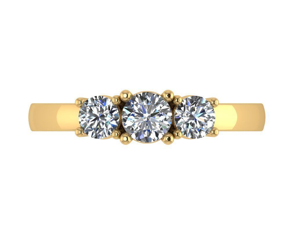 ring131 three stone diamond engagement ring gold 3D print model_1